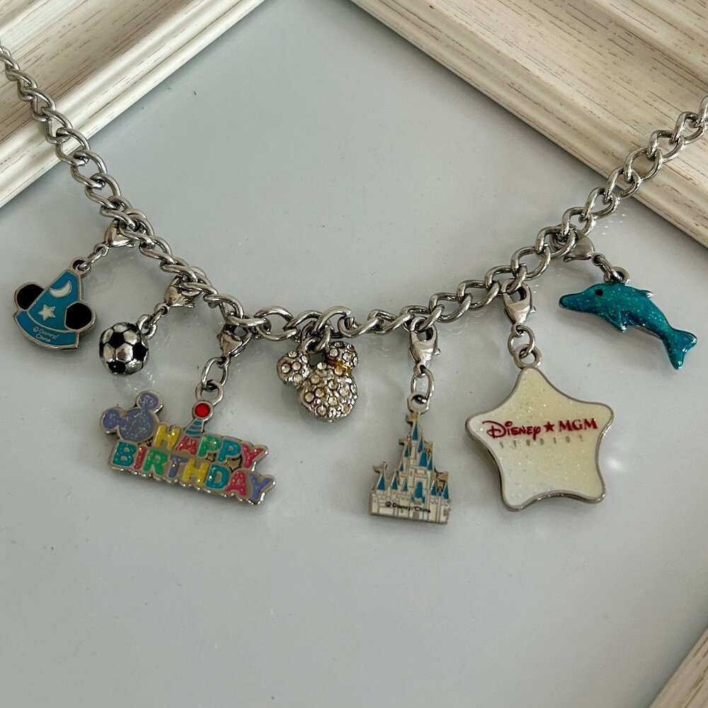 Vintage and Rare Authentic Disney Charm Necklace Walt Disney World Parks 80’s